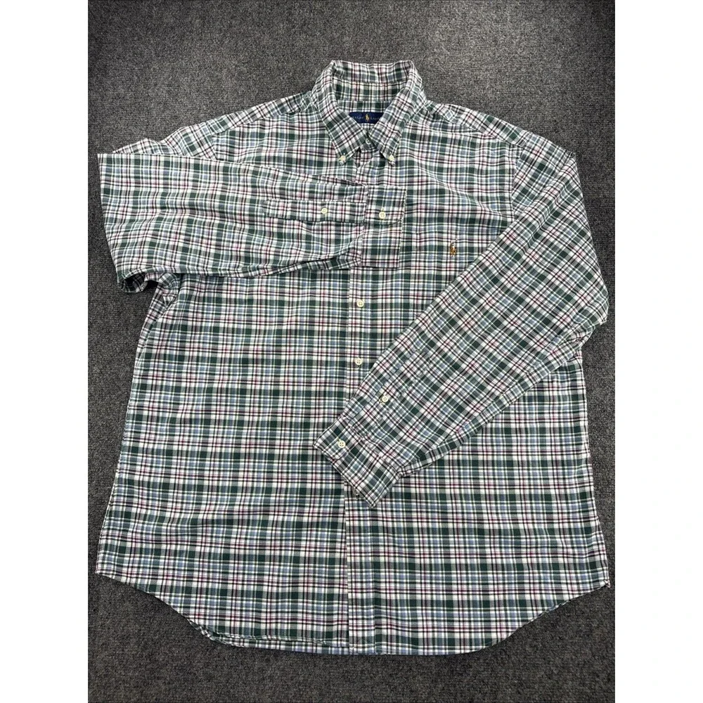 Polo Ralph Lauren Men’s XXL Green Plaid Cotton Button Down Shirt Pony Logo
